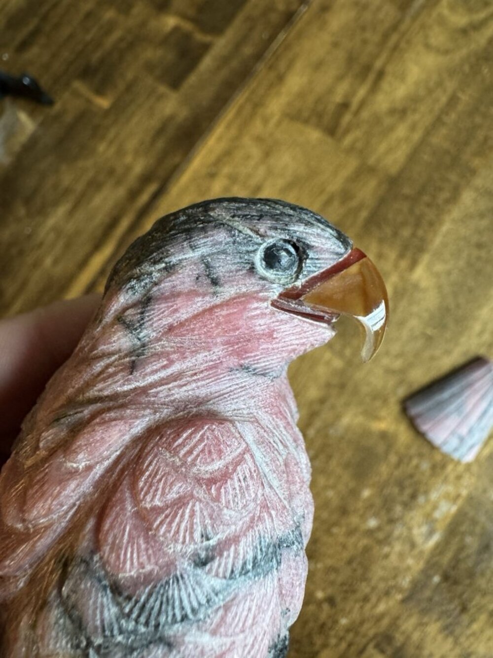 HandCarved Bird Rhodonite Crystal Quartz Damaged 3 pieces Gem Figurine 10.5” - Picture 9 of 10